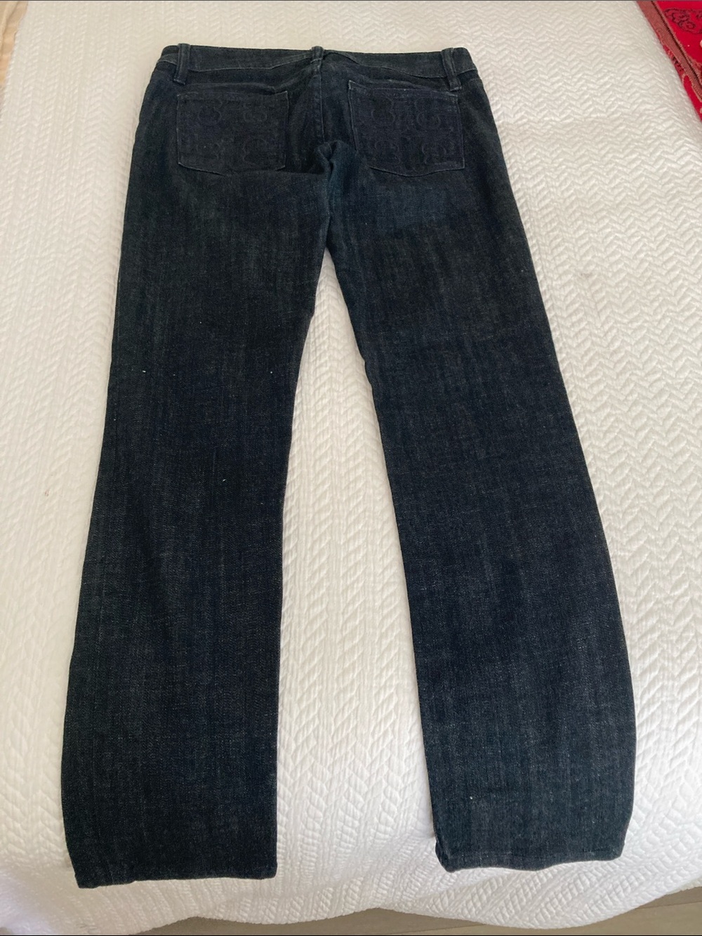 Tory Burch Straight-Leg Jeans in Dark Indigo Wash